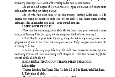 Kế hoạch cho trẻ 5 tuổi thăm quan trường Tiểu học Tân Thanh
