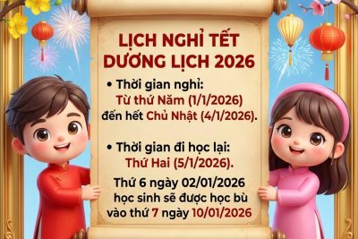 Thông báo lịch nghỉ tết Dương lịch 2026